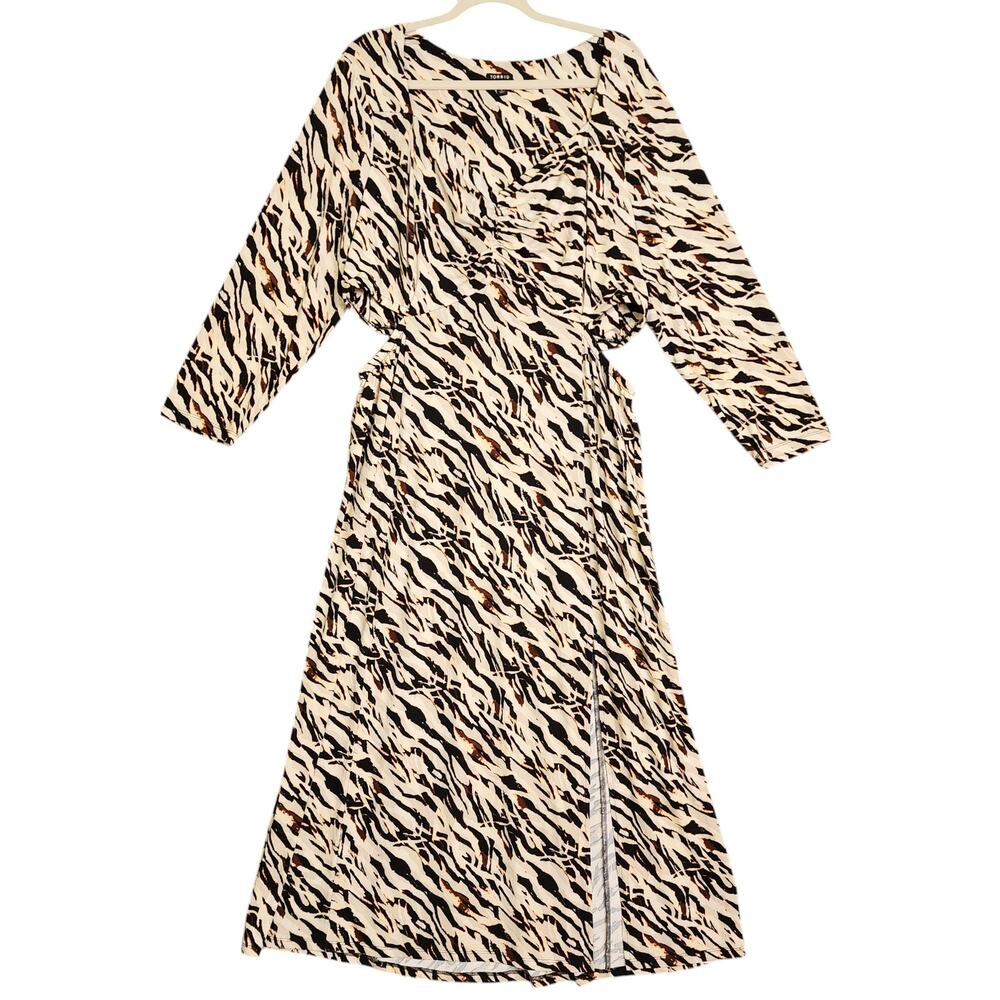 Torrid Womens Maxi Studio Knit Dress Plus Size 2X Watercolor Zebra Print Cutout‎ - Picture 2 of 11